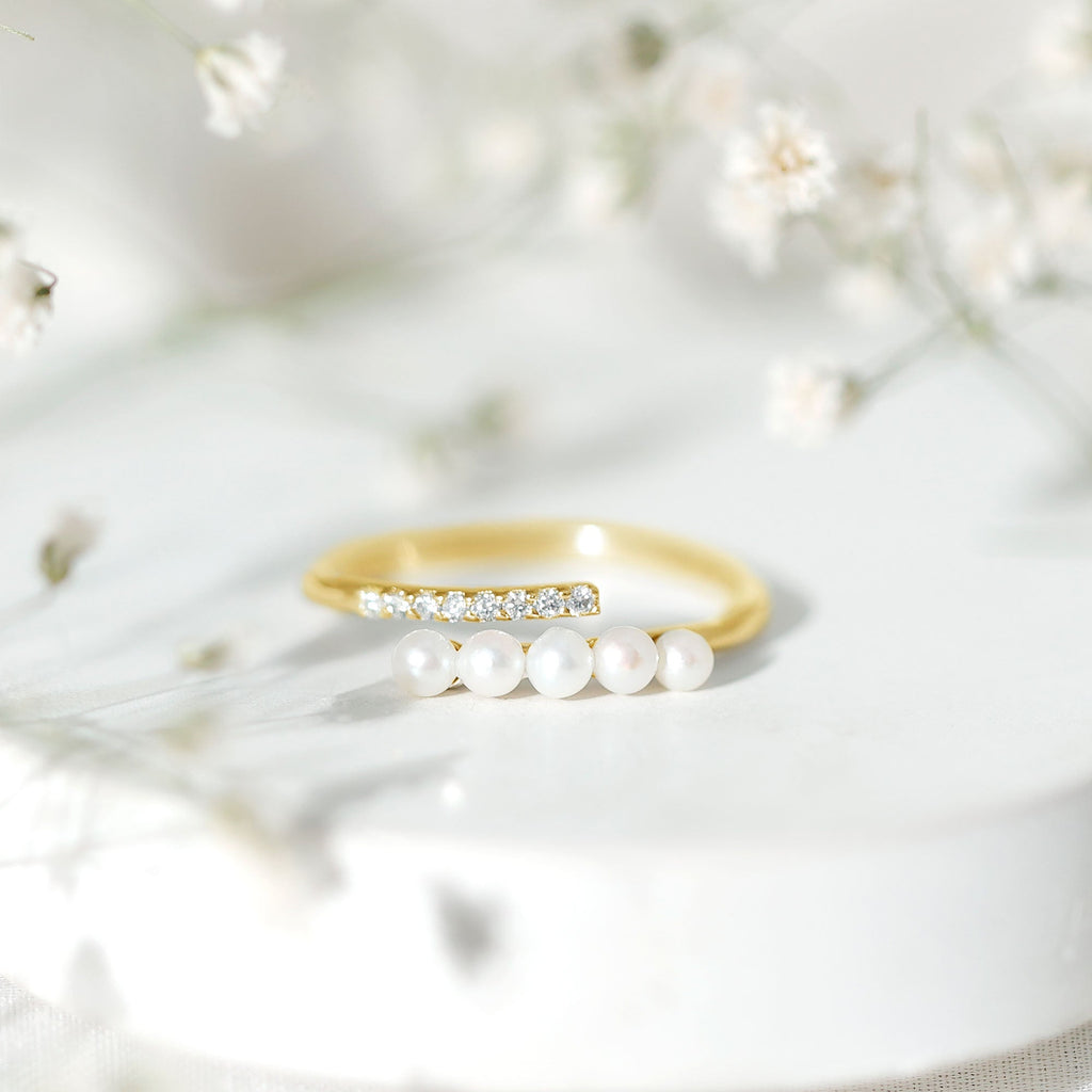 Cultured Freshwater Pearl Diamond Wrap Ring for Women