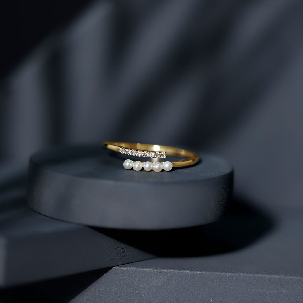 Cultured Freshwater Pearl Diamond Wrap Ring for Women
