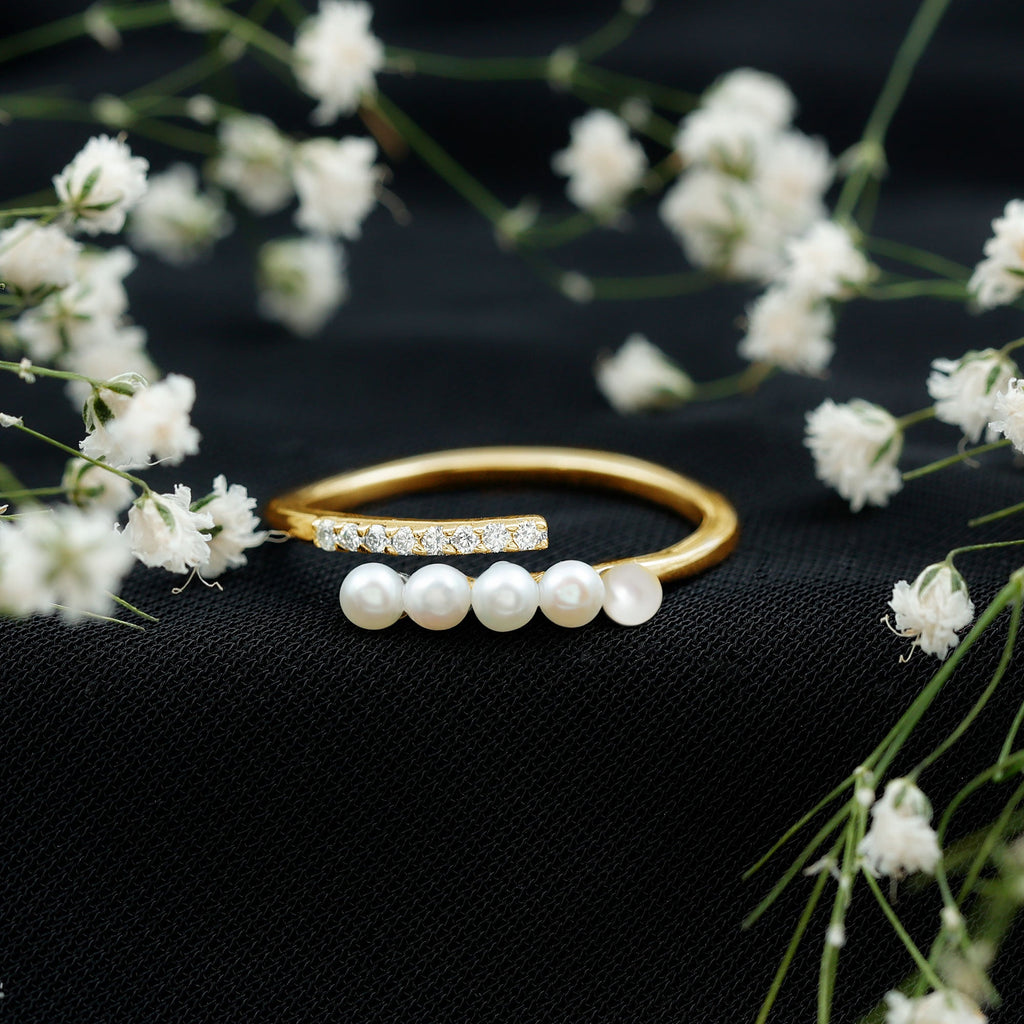 Cultured Freshwater Pearl Diamond Wrap Ring for Women