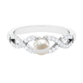 2 Carat Freshwater Pearl Crossover Engagement Ring with Diamond