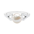 Cultured 7.4 Carat Freshwater Pearl Solitaire Engagement Ring with Diamond