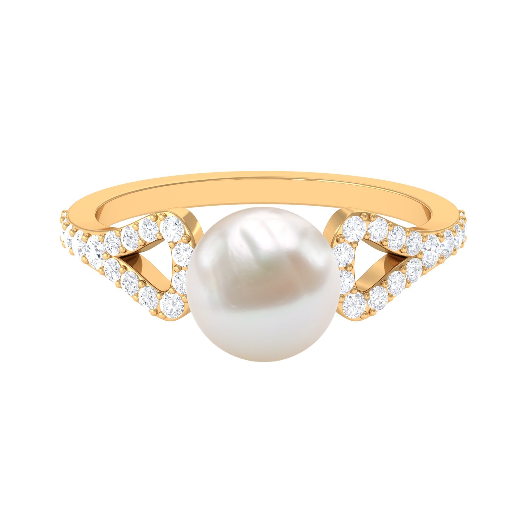Cultured 7.4 Carat Freshwater Pearl Solitaire Engagement Ring with Diamond | Rings | Wiccan Center