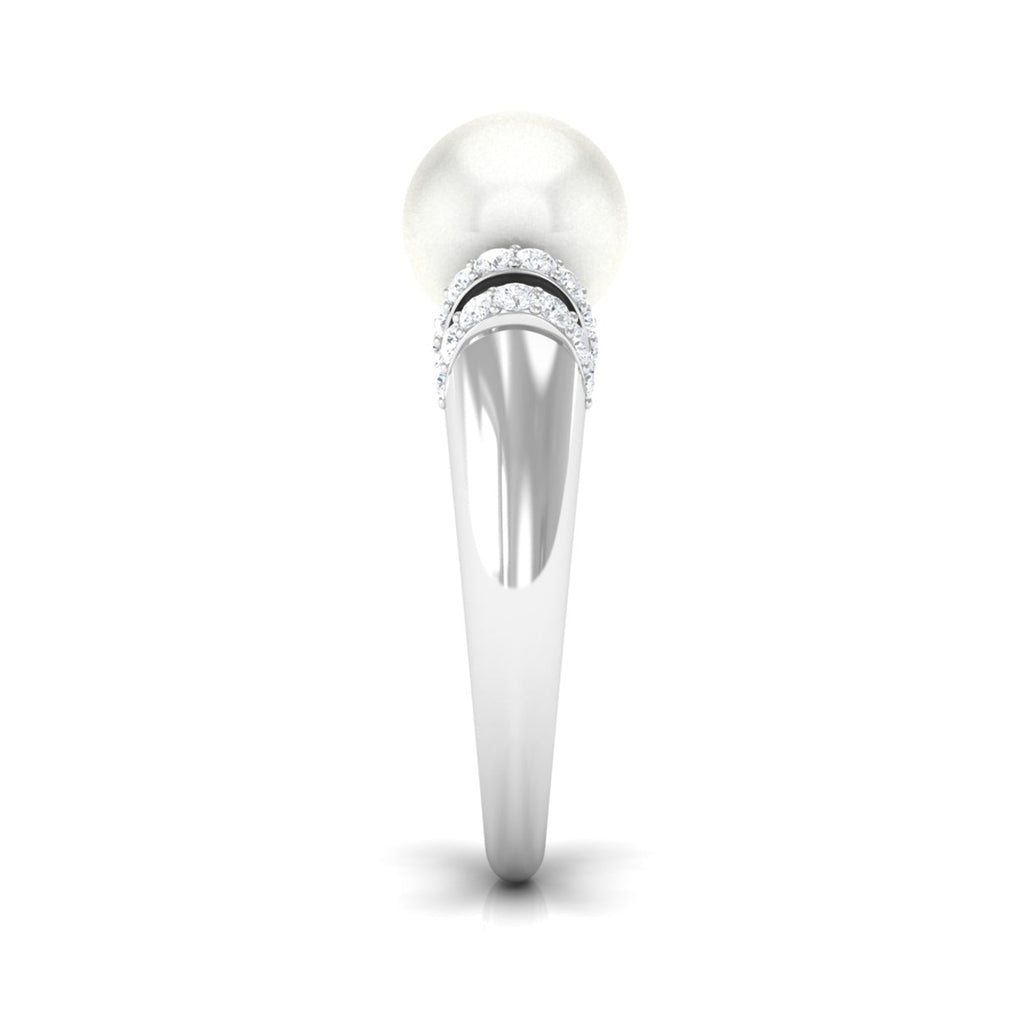 7.48 Carat Freshwater Pearl Solitaire Engagement Ring with Diamond