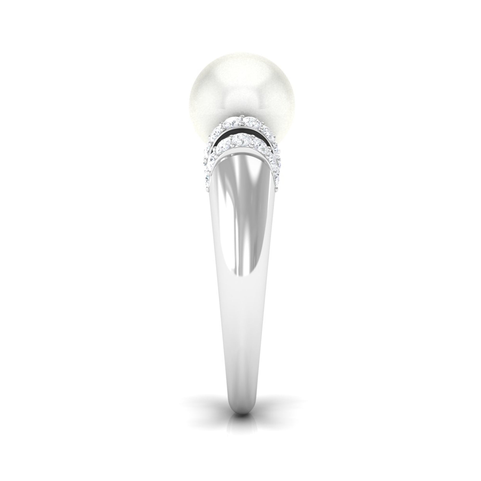 7.48 Carat Freshwater Pearl Solitaire Engagement Ring with Diamond