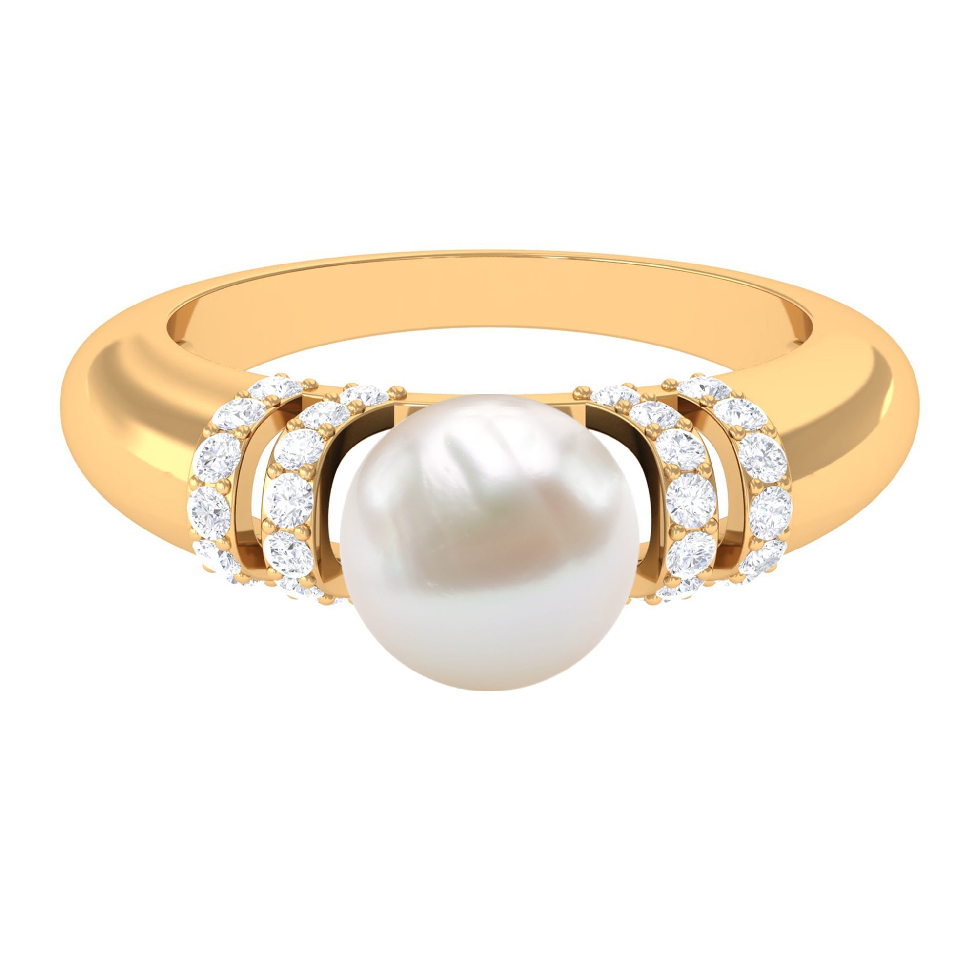7.48 Carat Freshwater Pearl Solitaire Engagement Ring with Diamond | Rings | Wiccan Center