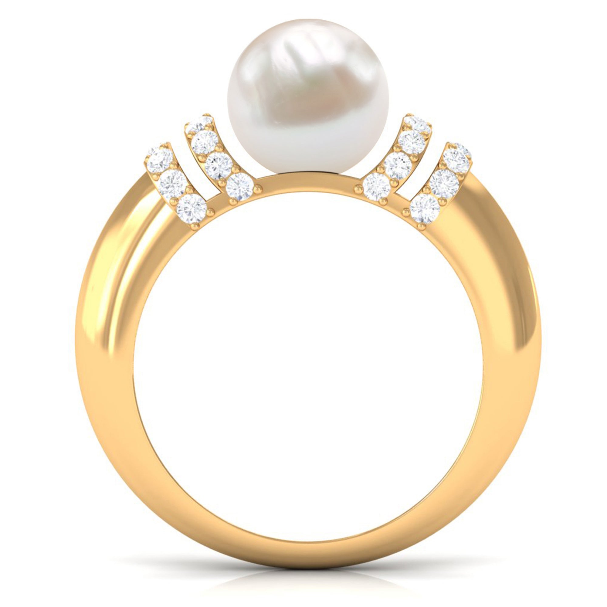 7.48 Carat Freshwater Pearl Solitaire Engagement Ring with Diamond