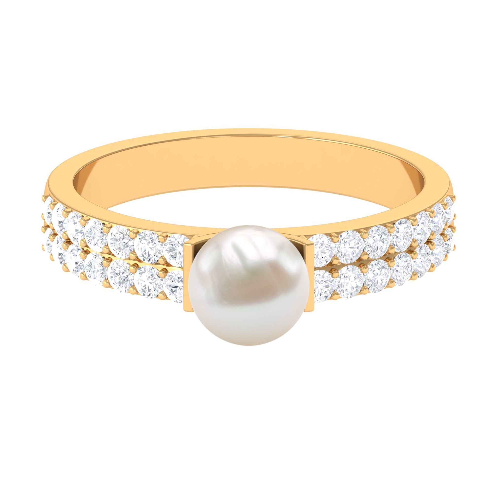 2.2 Carat Freshwater Pearl Engagement Ring with Diamond | Rings | Wiccan Center