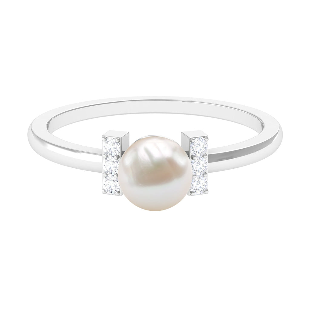Cultured 2.2 Carat Freshwater Pearl Solitaire Engagement Ring with Diamond