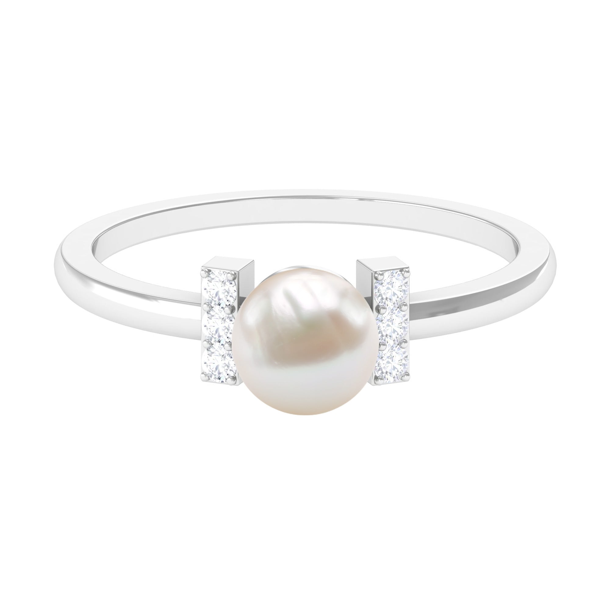 Cultured 2.2 Carat Freshwater Pearl Solitaire Engagement Ring with Diamond