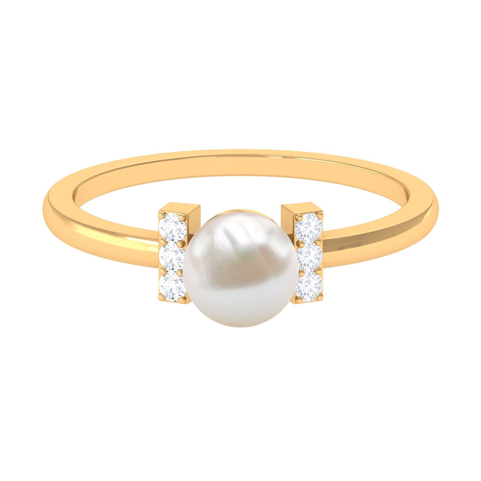 Cultured 2.2 Carat Freshwater Pearl Solitaire Engagement Ring with Diamond | Rings | Wiccan Center