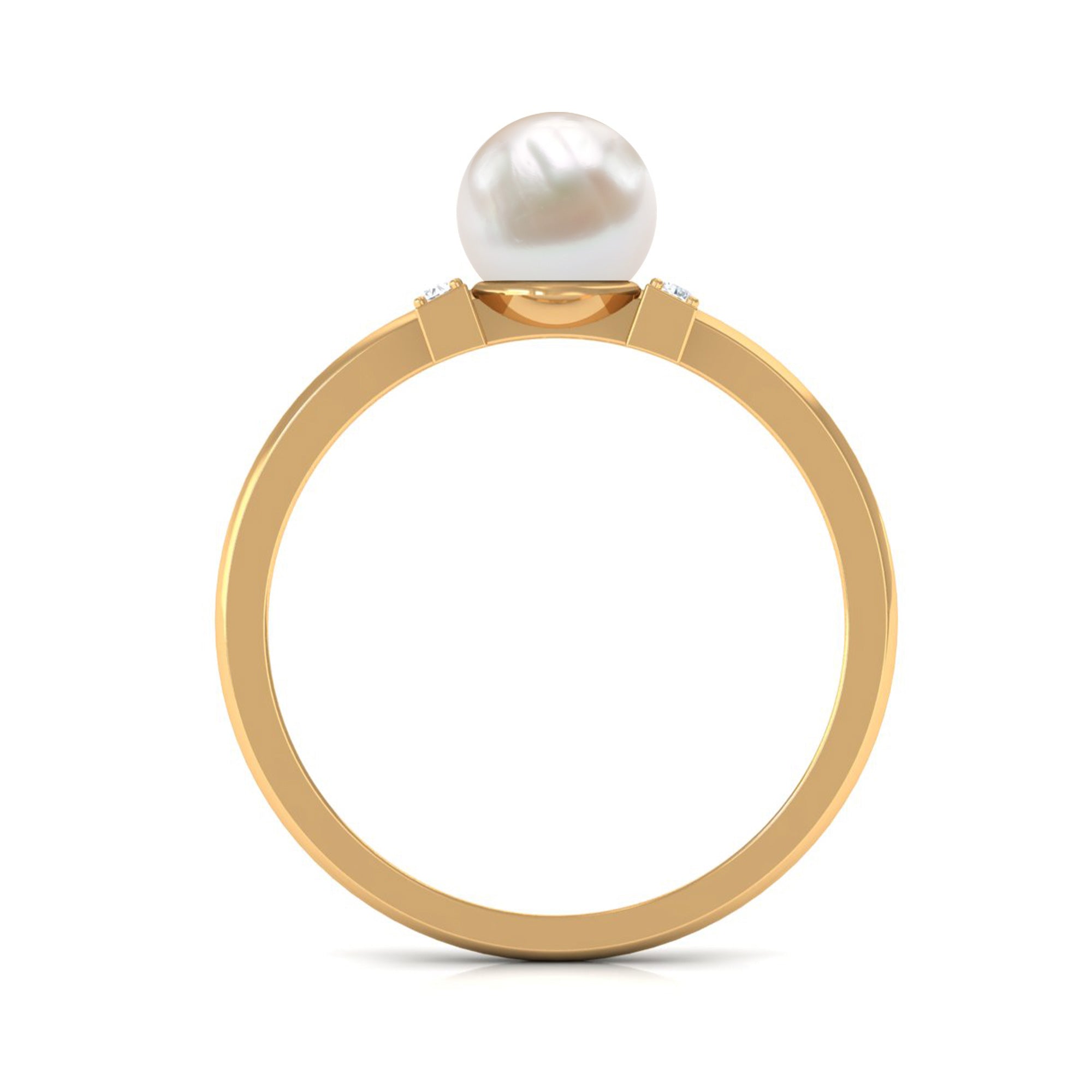 Cultured 2.2 Carat Freshwater Pearl Solitaire Engagement Ring with Diamond