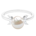 Natural 7.4 Carat Freshwater Pearl Solitaire Engagement Ring with Diamond