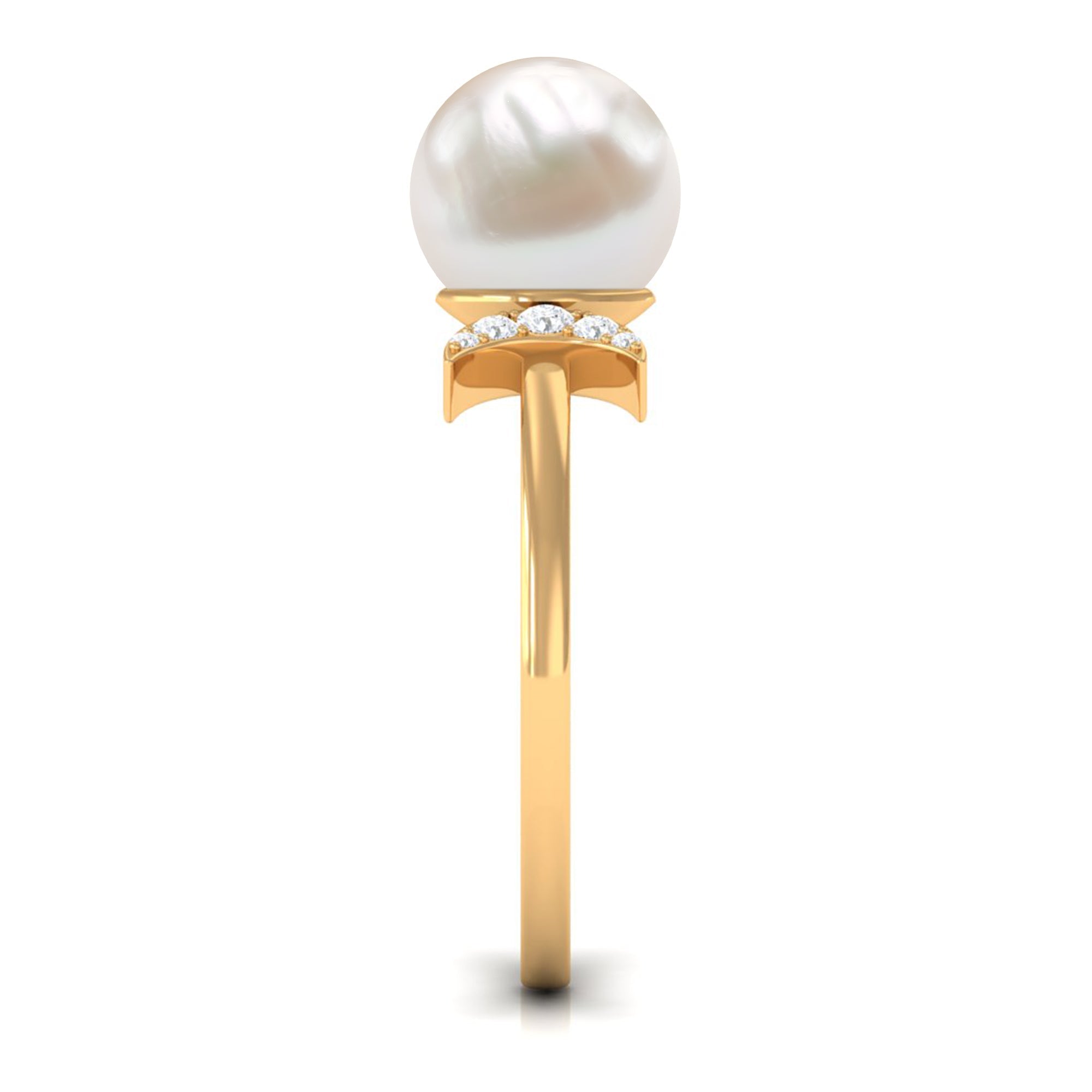 Natural 7.4 Carat Freshwater Pearl Solitaire Engagement Ring with Diamond