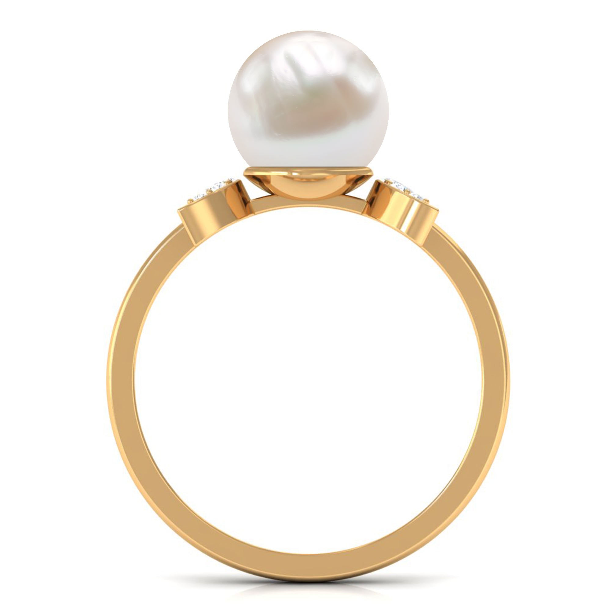 Natural 7.4 Carat Freshwater Pearl Solitaire Engagement Ring with Diamond