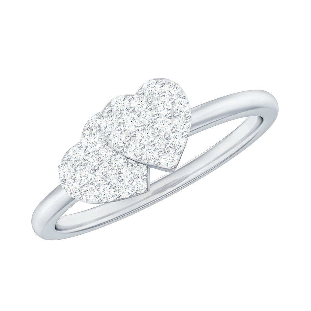 Natural Diamond Double Heart Ring for Promise