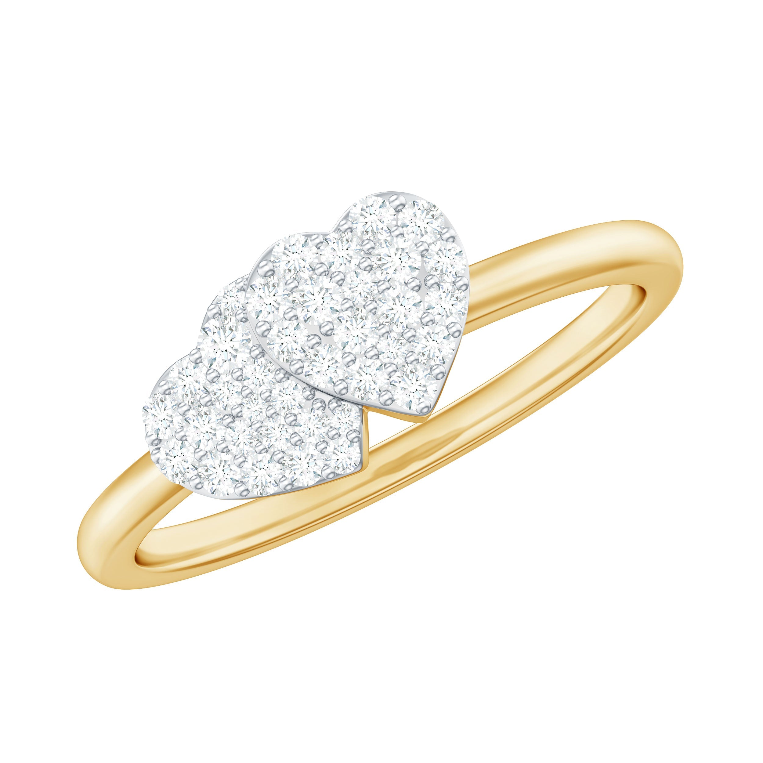 Natural Diamond Double Heart Ring for Promise | Rings | Wiccan Center
