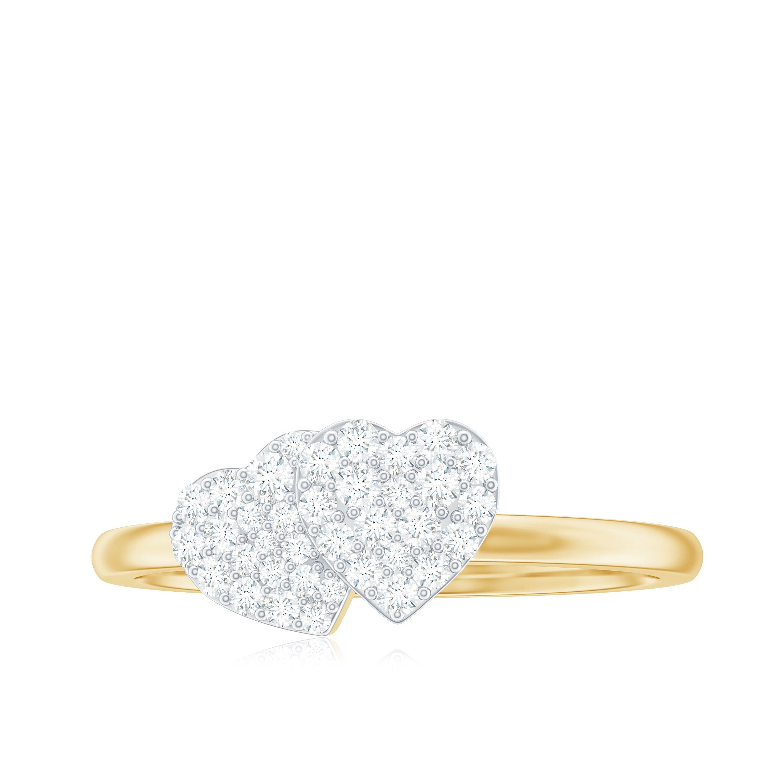 Natural Diamond Double Heart Ring for Promise