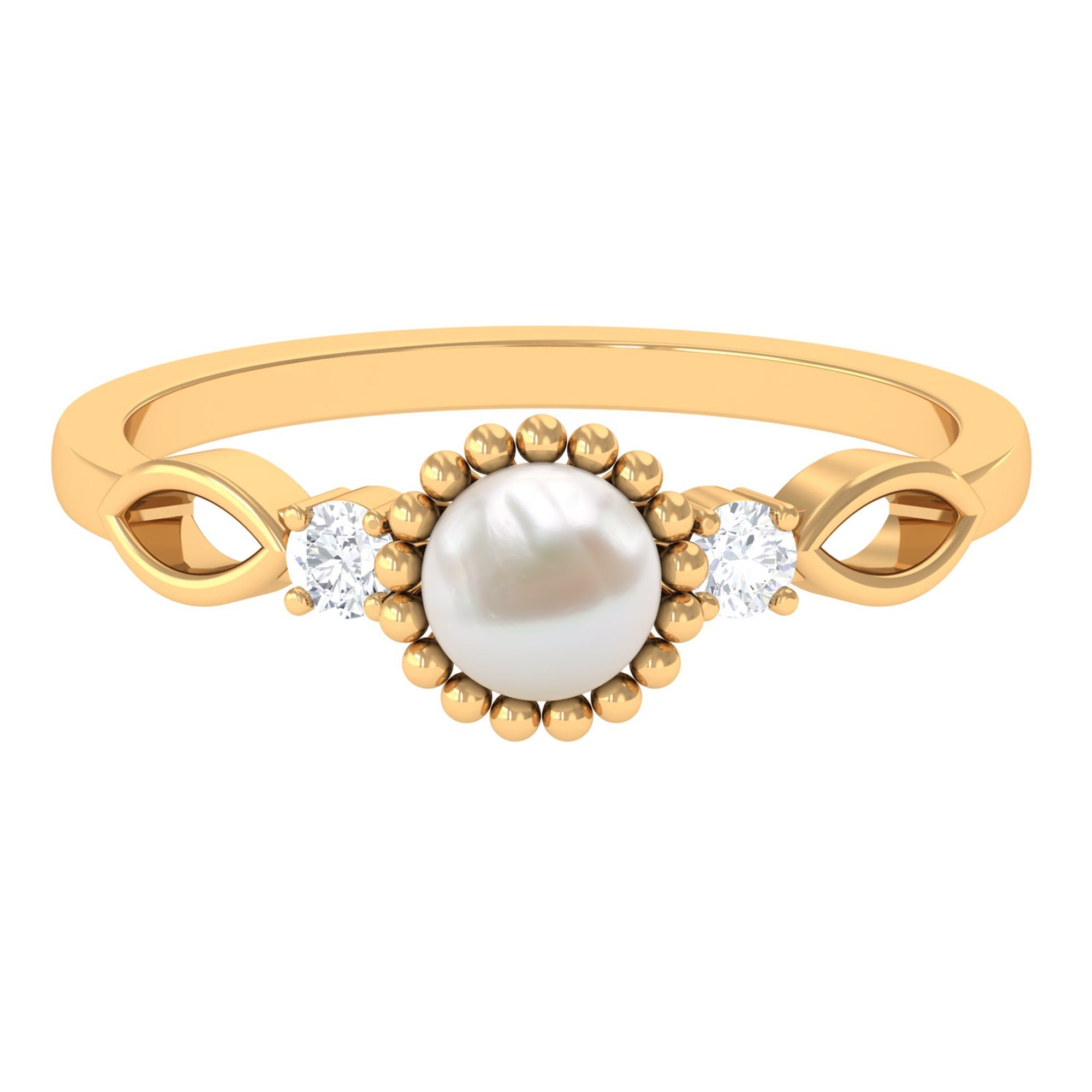 Natural 2 Carat Freshwater Pearl Engagement Ring with Diamond | Rings | Wiccan Center