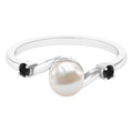 2.2 Carat Freshwater Pearl Bypass Engagement Ring with Black Diamond