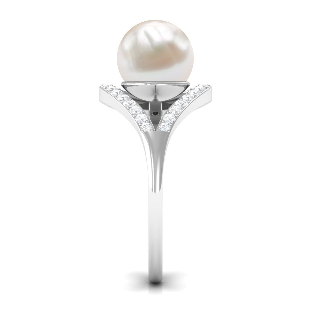 7.48 Carat Freshwater Pearl Engagement Ring with Diamond