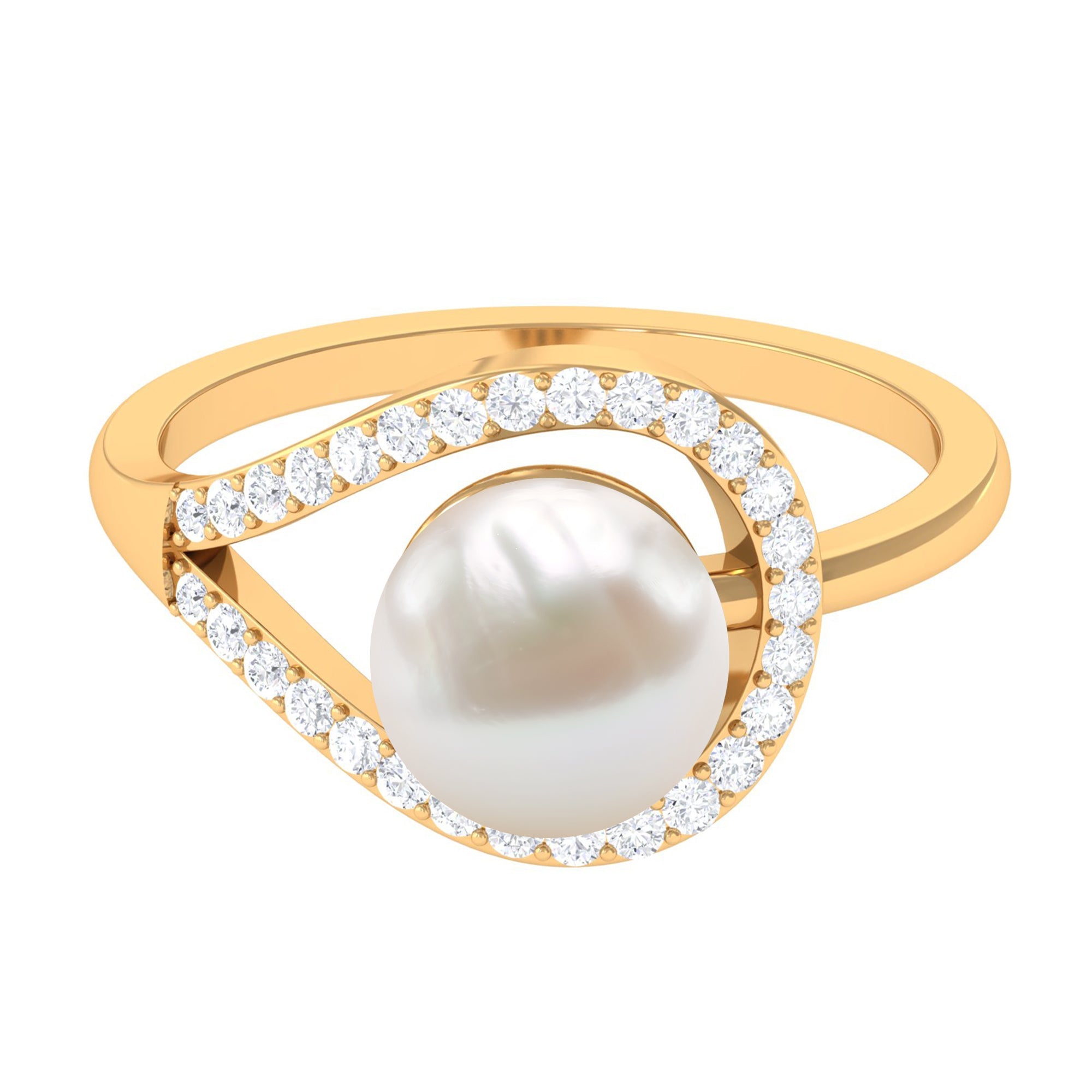 7.48 Carat Freshwater Pearl Engagement Ring with Diamond | Rings | Wiccan Center