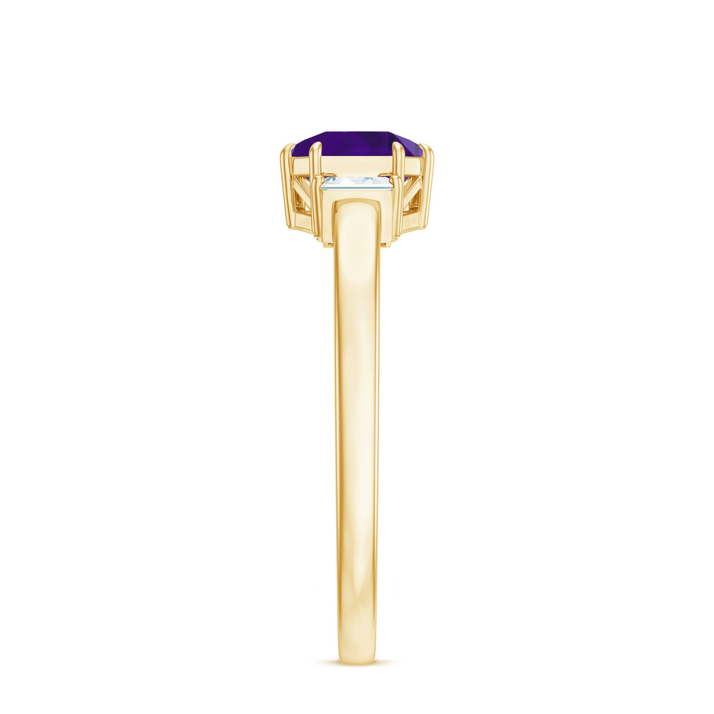 Natural 1.3 Carat Amethyst Asscher Cut Engagement Ring with Diamond