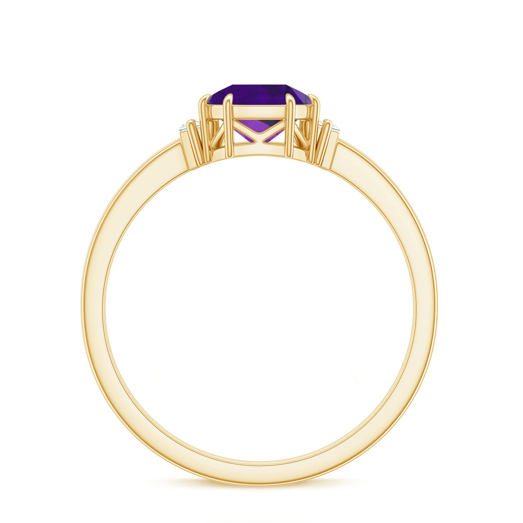 Natural 1.3 Carat Amethyst Asscher Cut Engagement Ring with Diamond