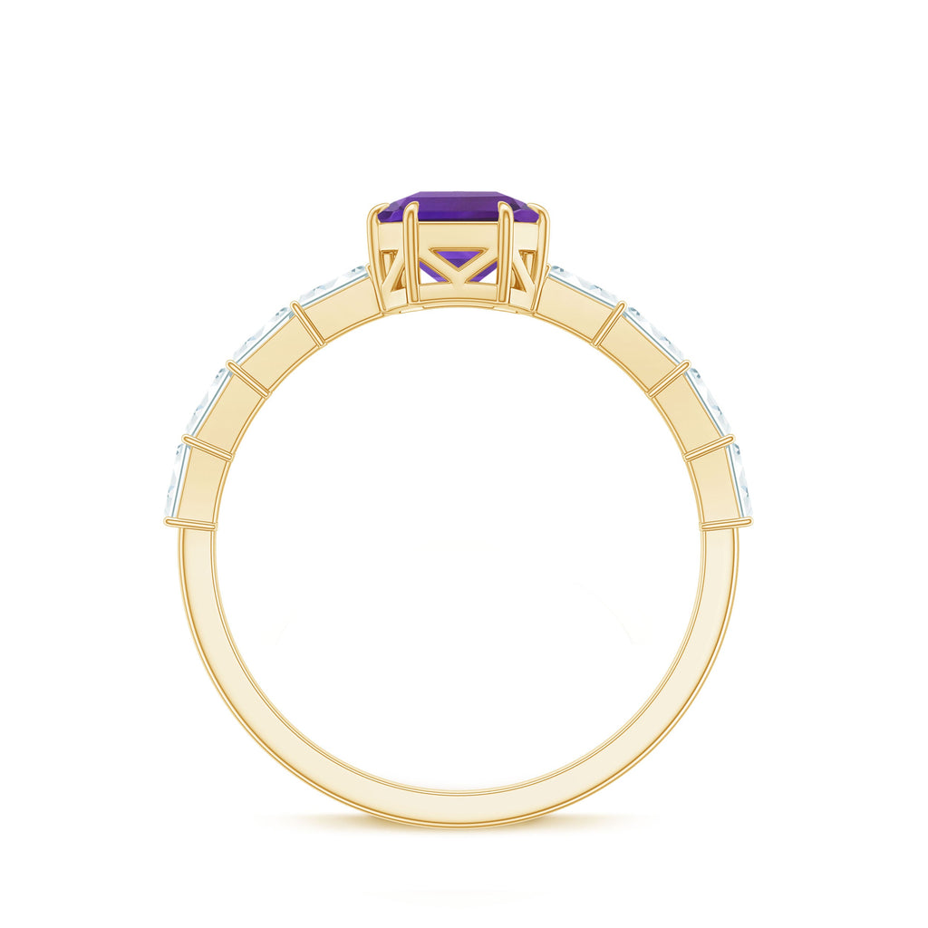 3 Carat Amethyst Asscher Cut Engagement Ring with Diamond