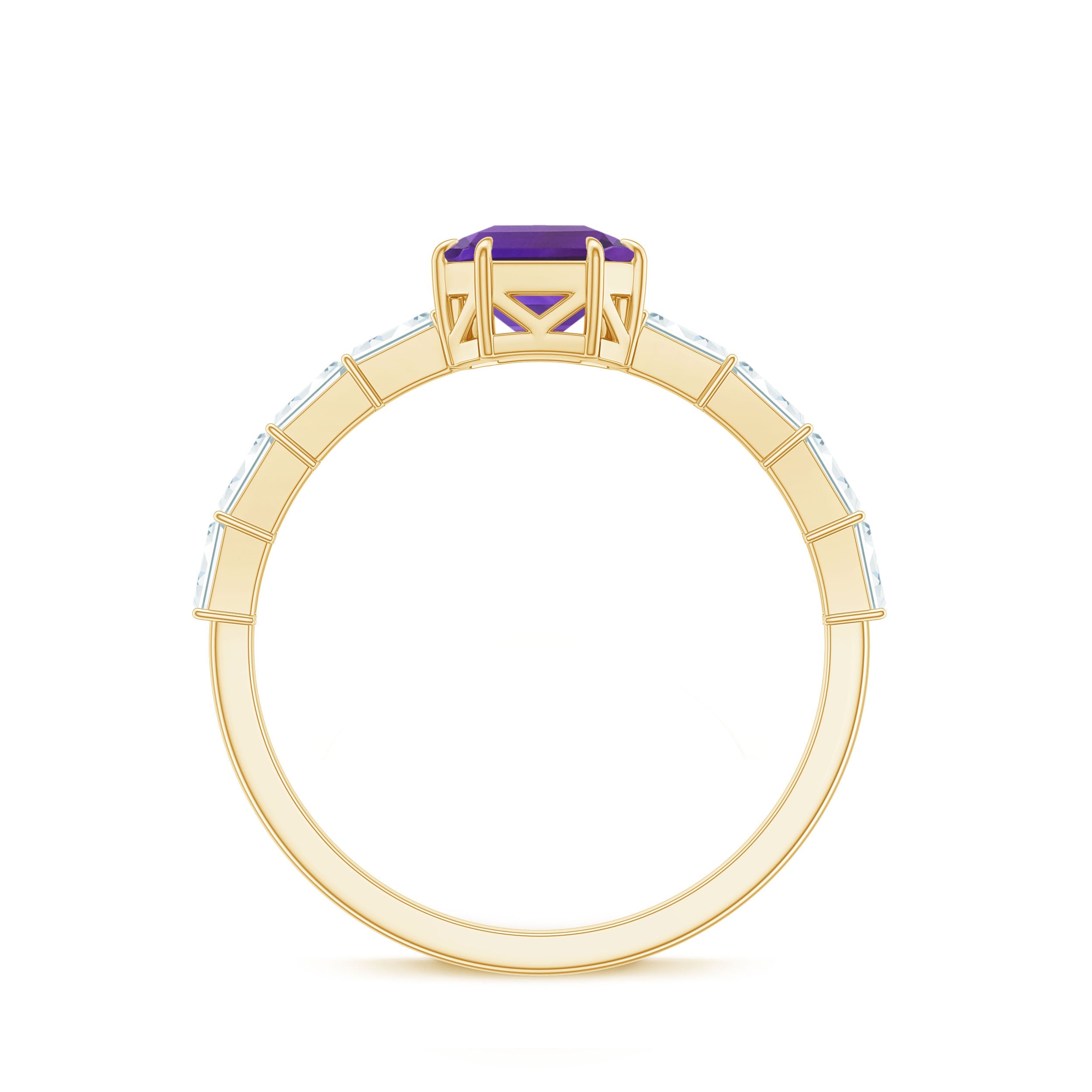 3 Carat Amethyst Asscher Cut Engagement Ring with Diamond