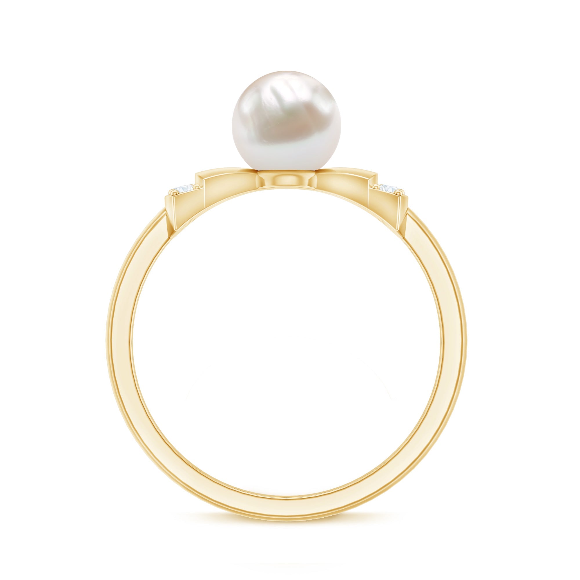 Natural 2 Carat Freshwater Pearl Diamond Engagement Ring with Bow