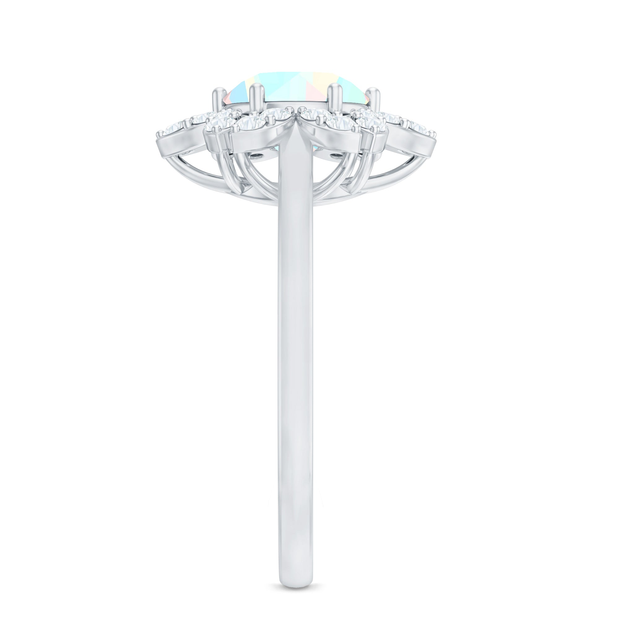 2 Carat Round Shape Ethiopian Opal Floral Engagement Ring with Diamond