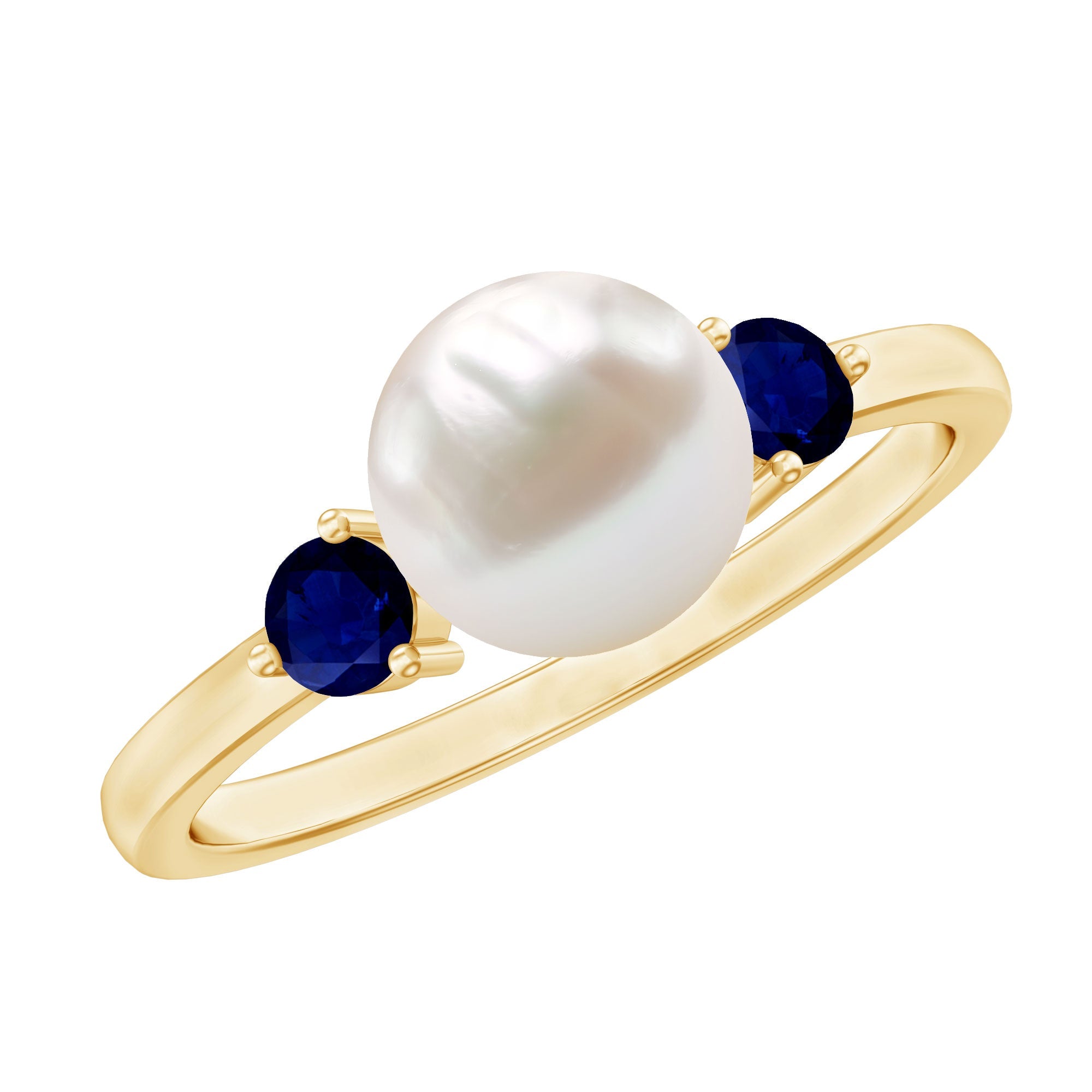 Cultured Freshwater Pearl Engagement Ring with Blue Sapphire | Rings | Wiccan Center