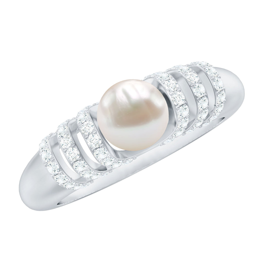 2.2 Carat Freshwater Pearl Diamond Engagement Ring for Women