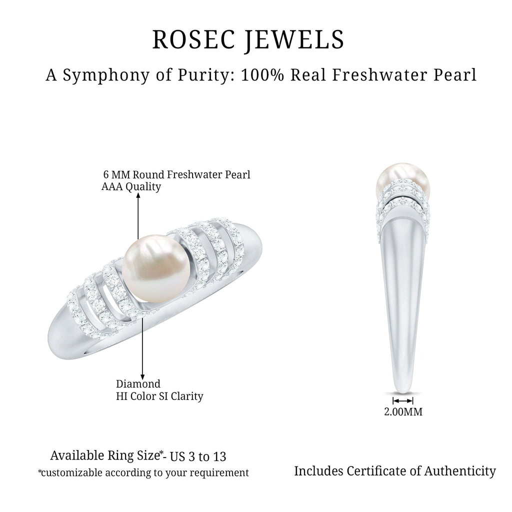 2.2 Carat Freshwater Pearl Diamond Engagement Ring for Women