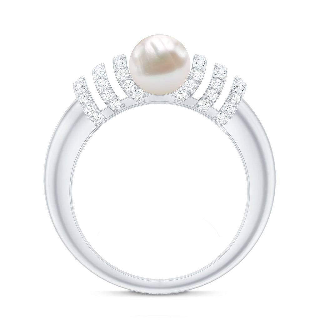 2.2 Carat Freshwater Pearl Diamond Engagement Ring for Women