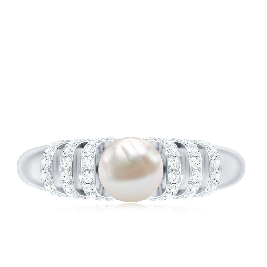 2.2 Carat Freshwater Pearl Diamond Engagement Ring for Women