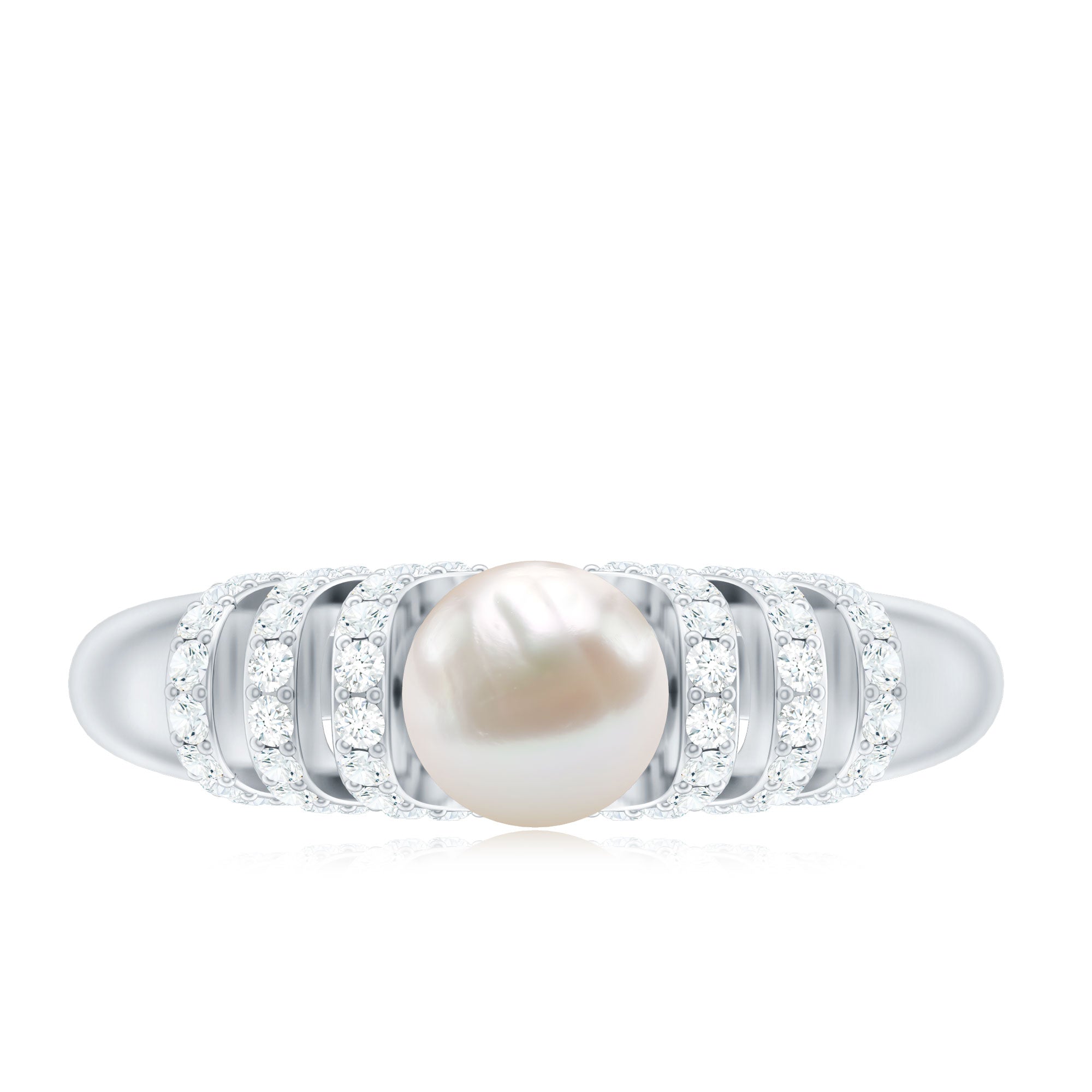 2.2 Carat Freshwater Pearl Diamond Engagement Ring for Women