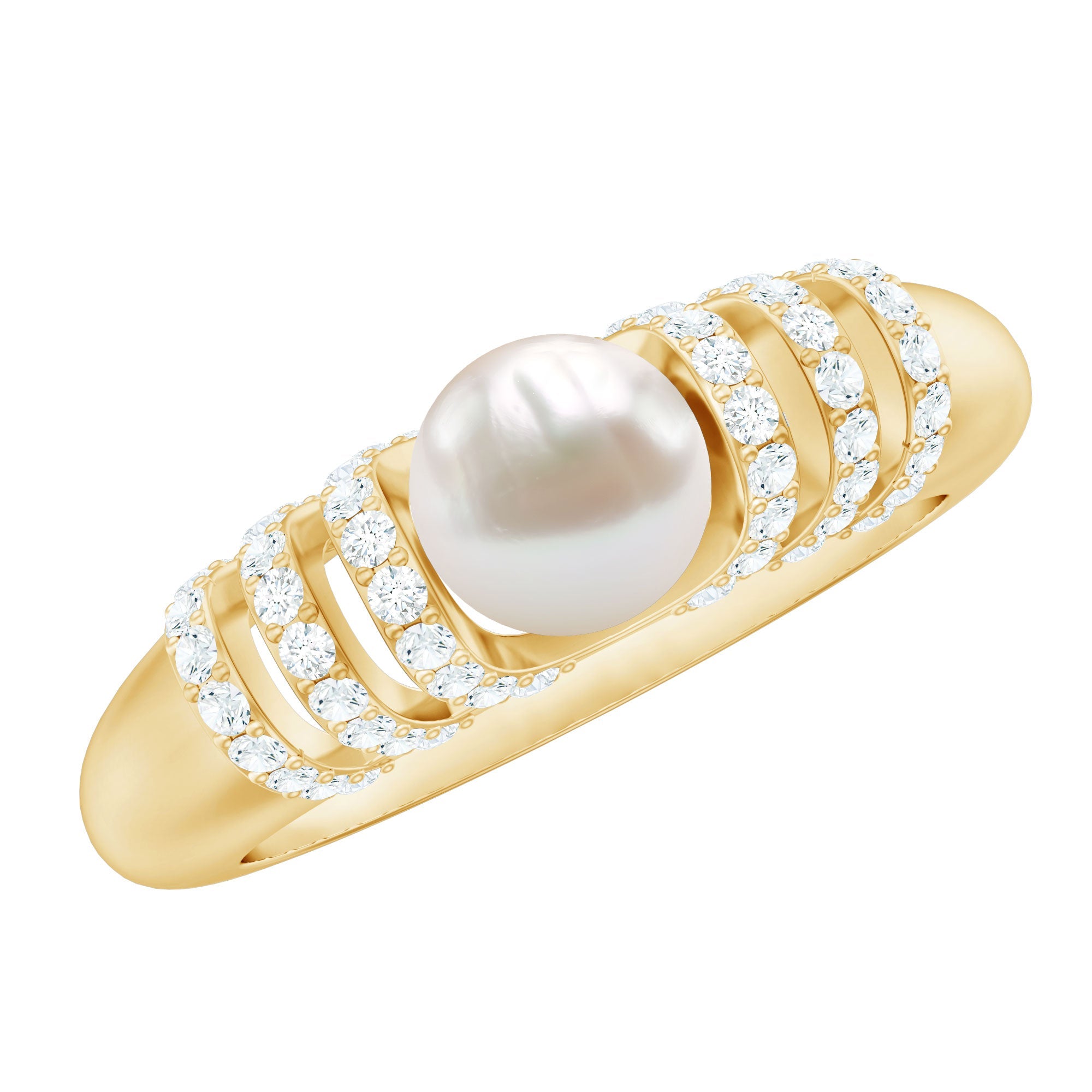 2.2 Carat Freshwater Pearl Diamond Engagement Ring for Women | Rings | Wiccan Center