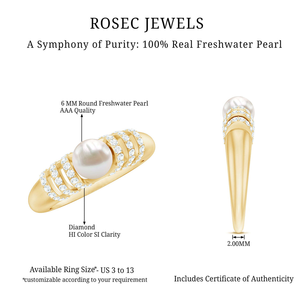 2.2 Carat Freshwater Pearl Diamond Engagement Ring for Women