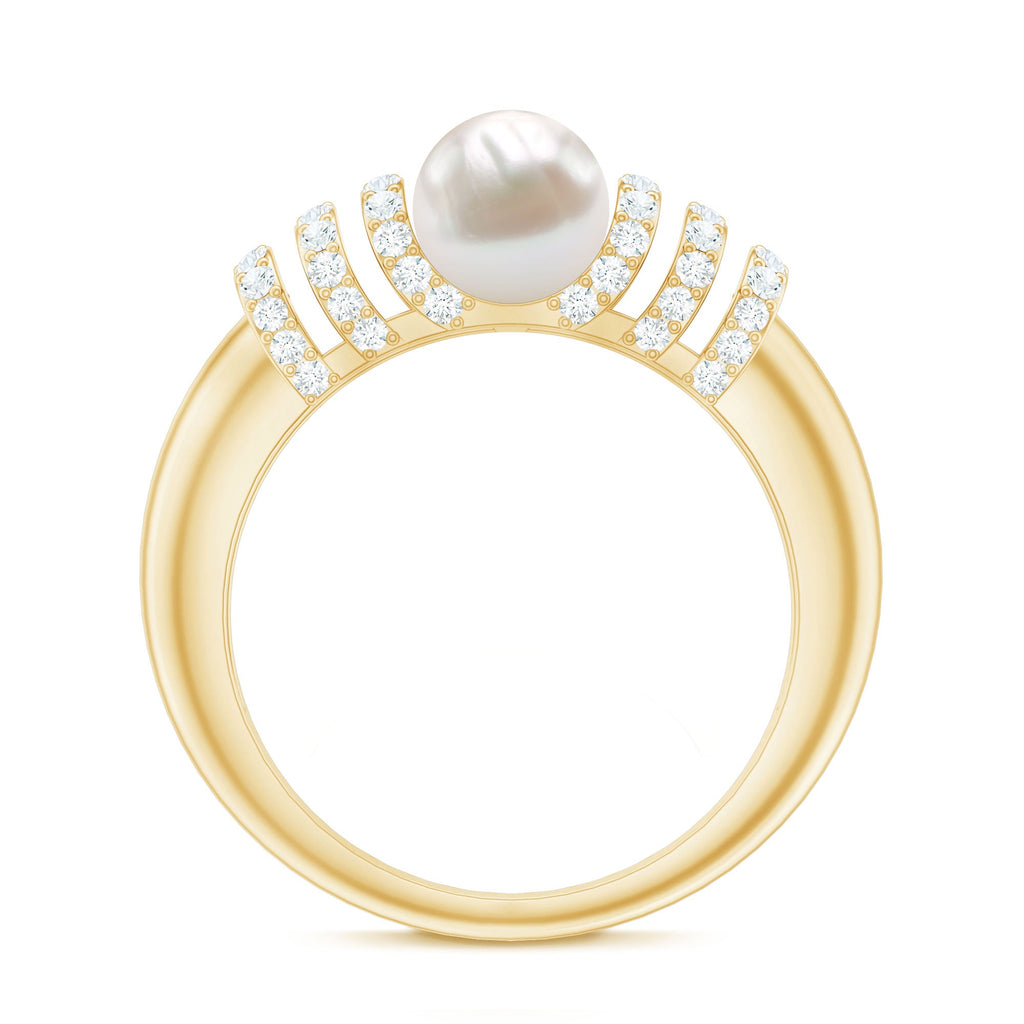 2.2 Carat Freshwater Pearl Diamond Engagement Ring for Women