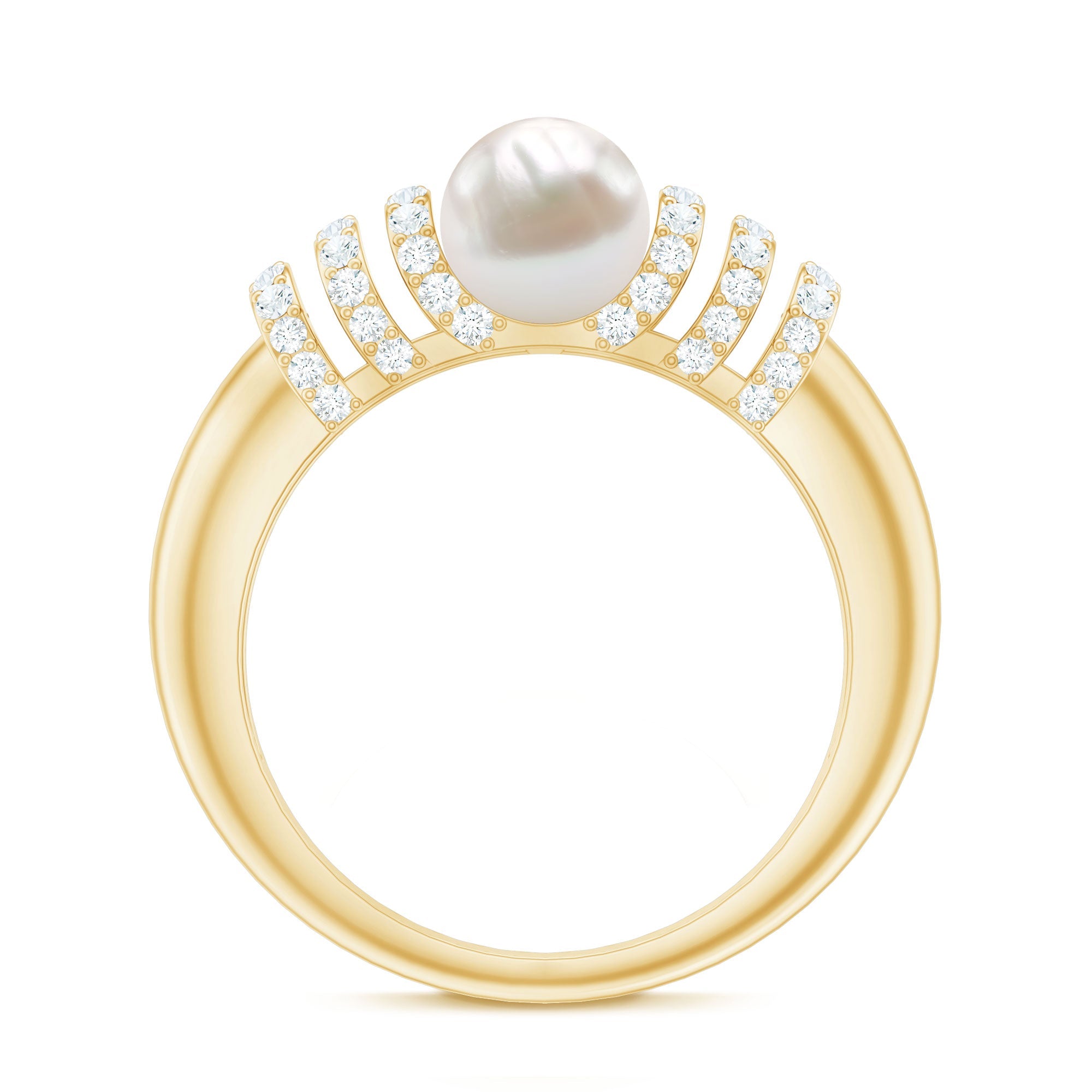 2.2 Carat Freshwater Pearl Diamond Engagement Ring for Women