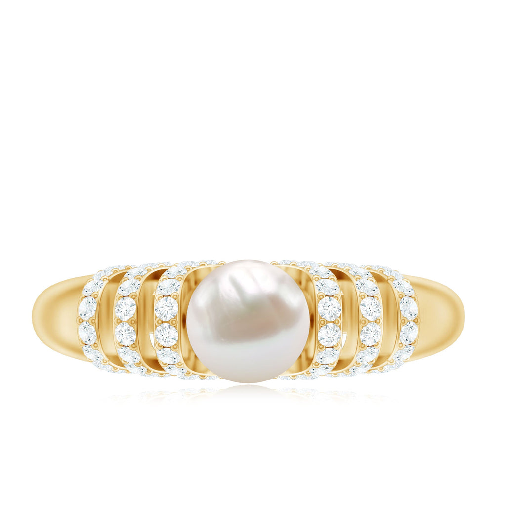 2.2 Carat Freshwater Pearl Diamond Engagement Ring for Women