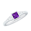 1.2 Carat Bezel Set Amethyst Solitaire Promise Ring with Diamond