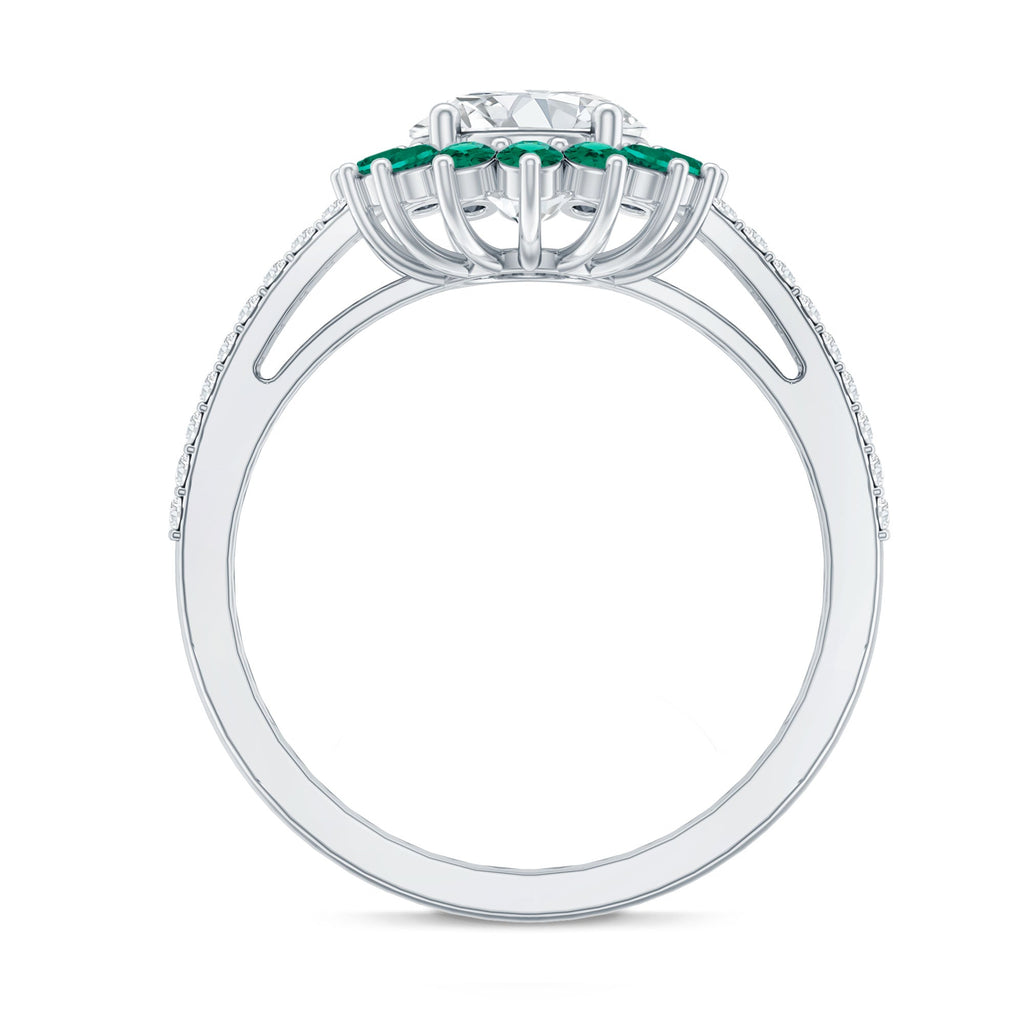 Certified 2 Carat Lab Grown Diamond Engagement Ring with Emerald Halo