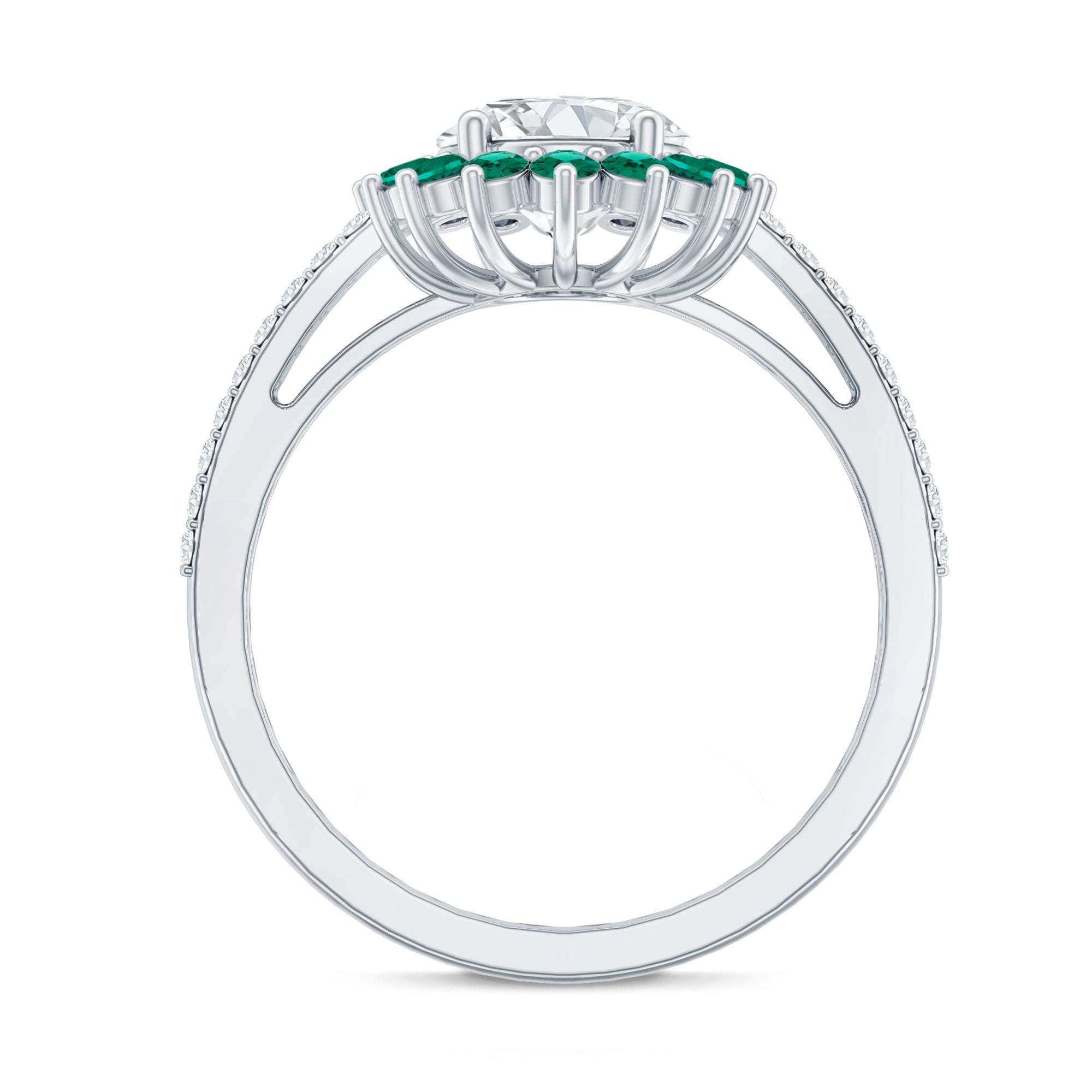 Certified 2 Carat Lab Grown Diamond Engagement Ring with Emerald Halo