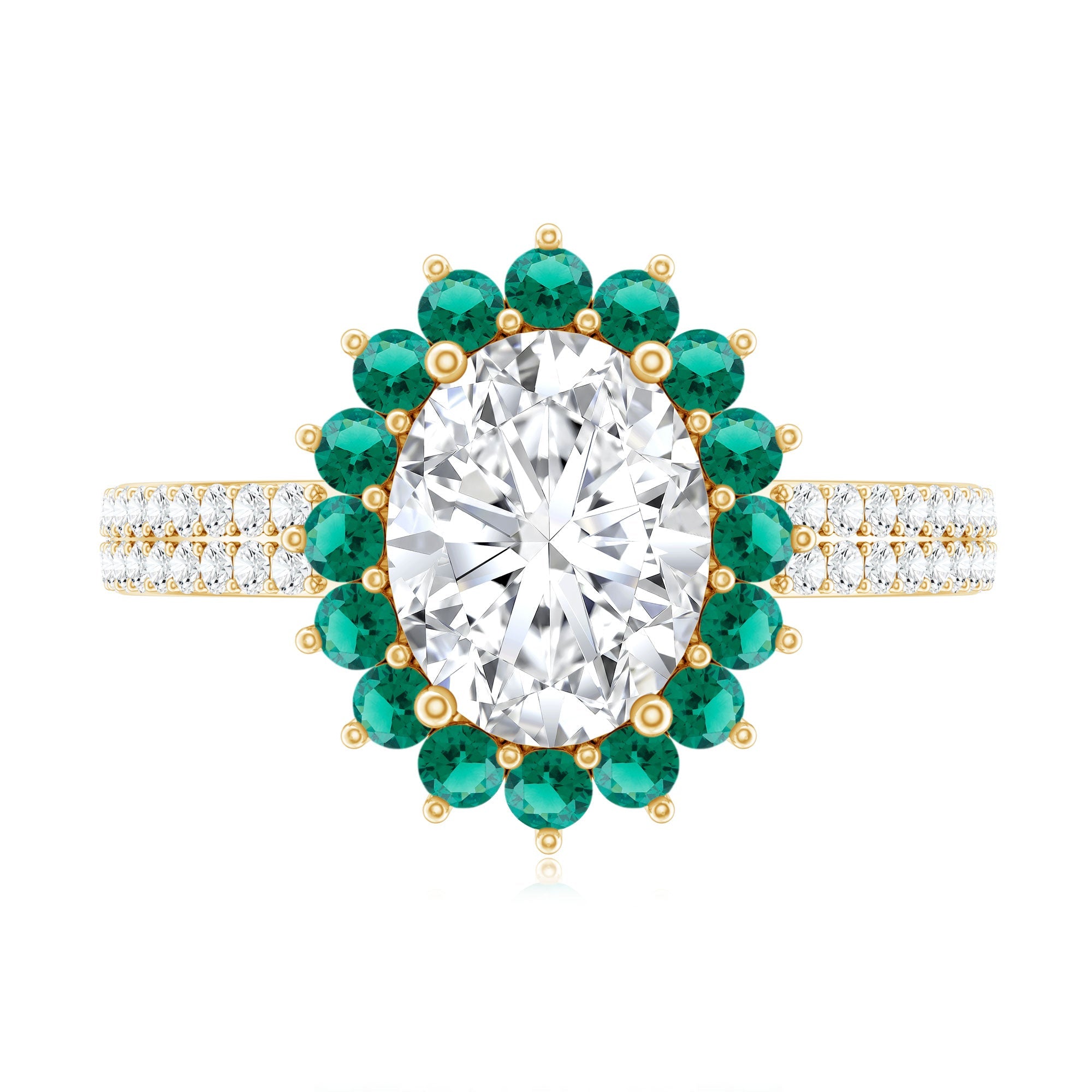 Certified 2 Carat Lab Grown Diamond Engagement Ring with Emerald Halo