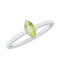Genuine 0.7 Carat Marquise Peridot Promise Ring with Diamond