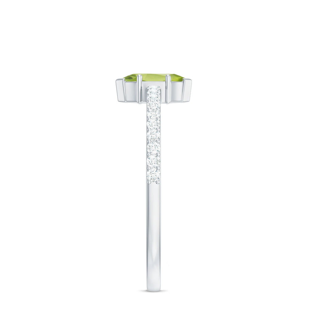 Genuine 0.7 Carat Marquise Peridot Promise Ring with Diamond