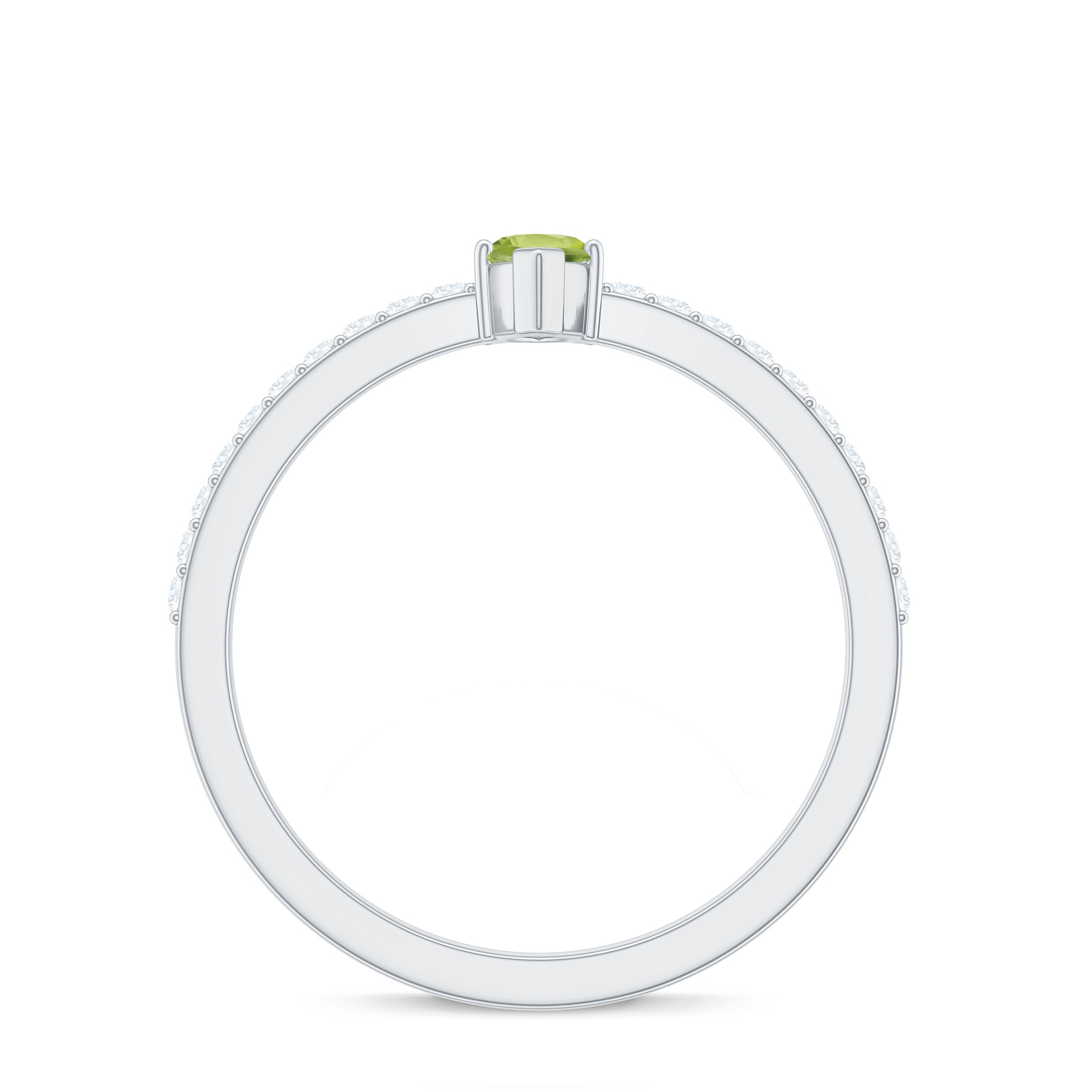 Genuine 0.7 Carat Marquise Peridot Promise Ring with Diamond