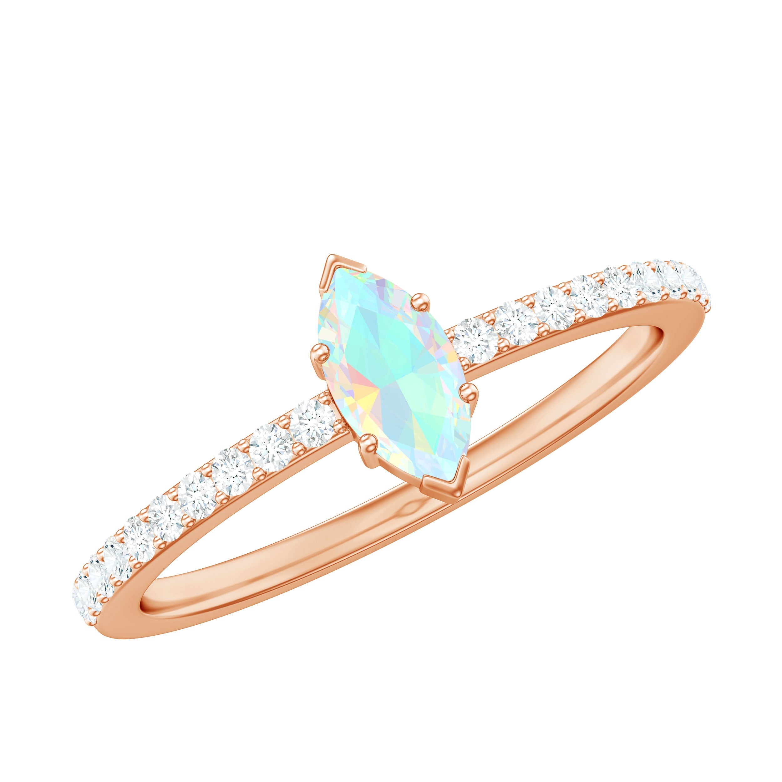 Certified Real Marquise Ethiopian Opal Promise Ring with Diamond | Rings | Wiccan Center